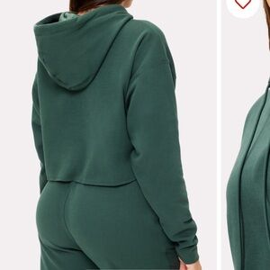 New Fabletics Cozy Fleece Everyday Cropped Hoodie - Everpine Green